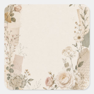Garden Wedding Invitation with Natural Square Sticker