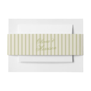 Garden Wedding Olive Green Striped Belly Band Invitation Belly Band
