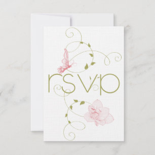 Garden Wedding Pink Lilies  RSVP Card