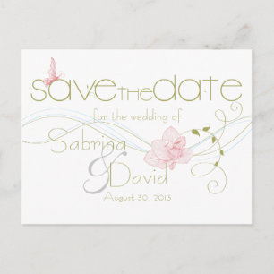 Garden Wedding Pink Lilies Save the Date Announcement Postcard
