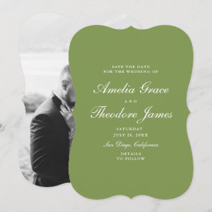 Garden Wedding Save the Date Die-Cut Green Invitation