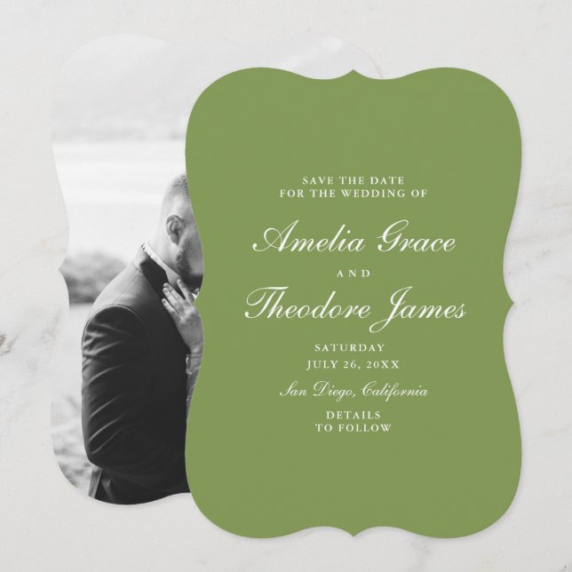 Garden Wedding Save the Date Die-Cut Green Invitation (Front/Back)