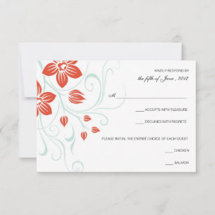 Garden Weddings -Orange n Blue RSVP Cards