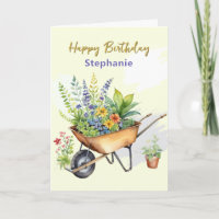 Garden Wheelbarrow Custom Name Happy Birthday