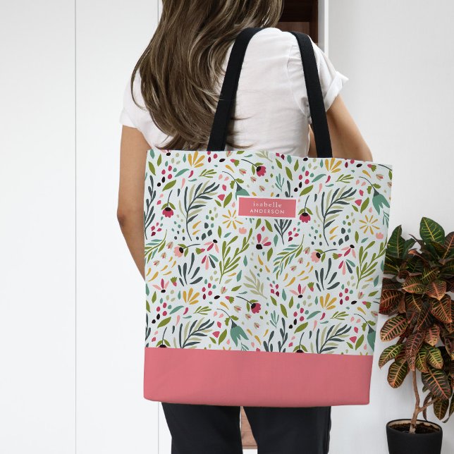 Garden Whimsy Floral Monogram Tote Bag (Creator Uploaded)