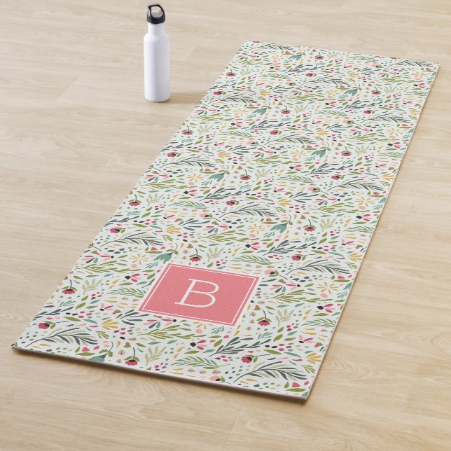 Garden Whimsy Floral Monogram Yoga Mat (In Situ)
