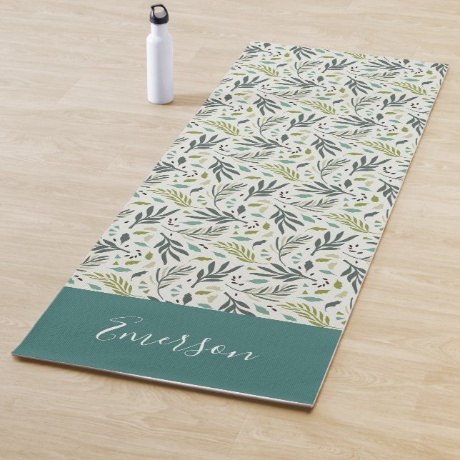 Garden Whimsy Greenery Monogram Yoga Mat (In Situ)