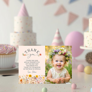 Garden Wildflower 1st Birthday Thank You Card