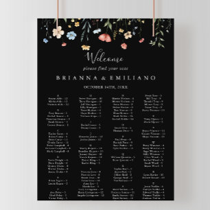 Garden wildflower Black Alphabetical Seating Chart