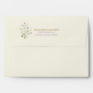 Garden Wildflower Girl Birthday Party Envelope