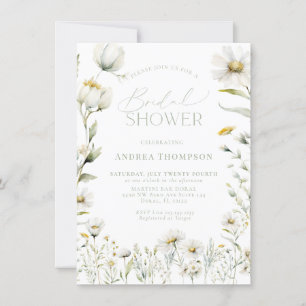 Garden Wildflower Typography Bridal Shower Invitation