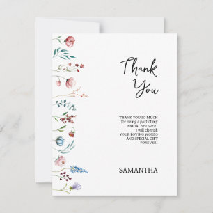 Garden Wildflowers bridal shower Thank You Card