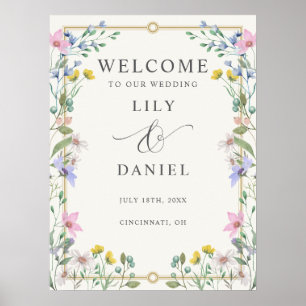 Garden Wildflowers Wedding Welcome Sign