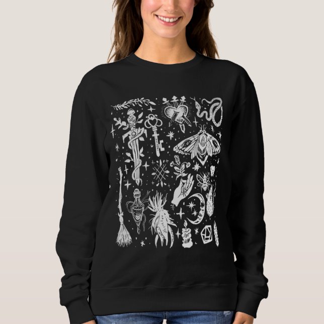 Garden Witch Incantation Goth Pagan Dark Art Cryst Sweatshirt (Front)
