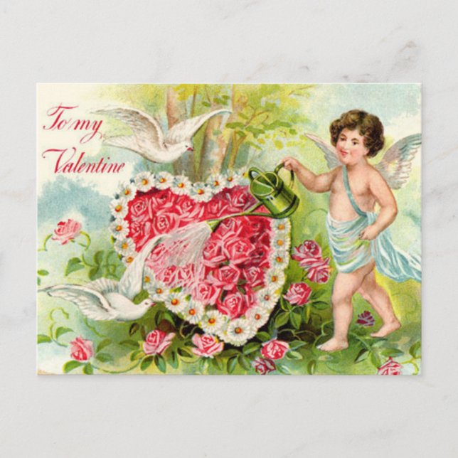 Garden With Cupid Holiday Postcard (Front)