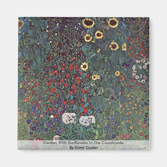 Garden With Sunflowers In The Countryside Magnet (Front)