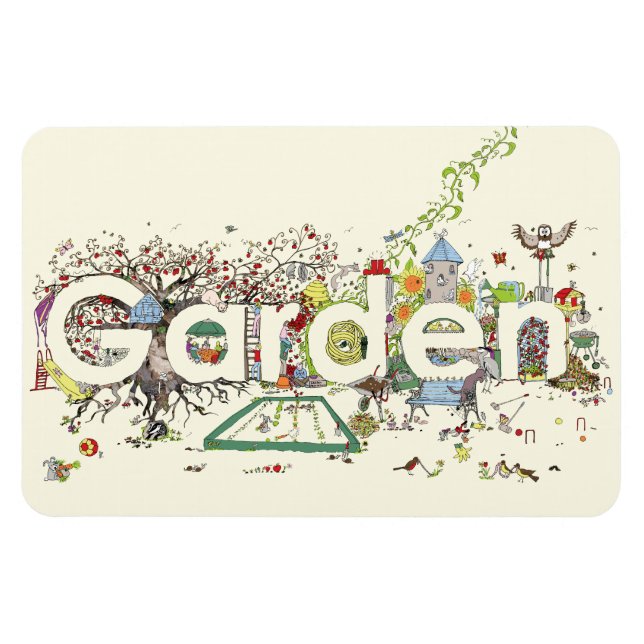 Garden Word Art Cute Funny Gardening Typography Magnet (Horizontal)