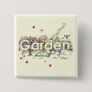 Garden Word Art Humour Funny Gardening Typography  15 Cm Square Badge