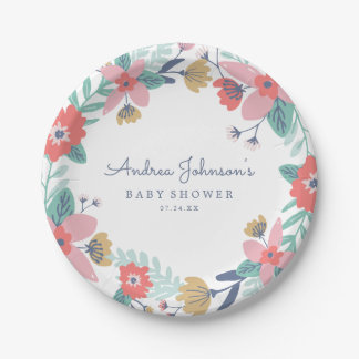 Garden Wreath Baby Shower Paper Plate