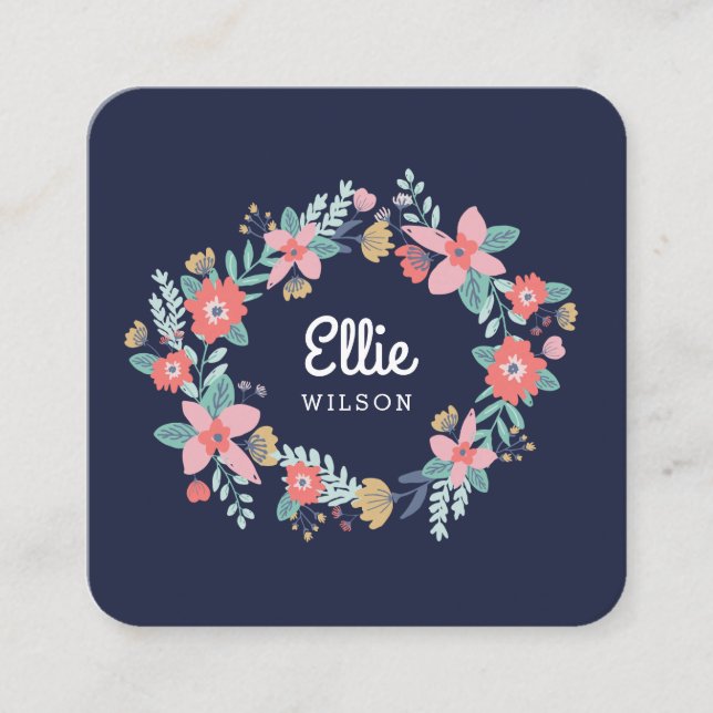 Garden Wreath Square Business Card (Front)