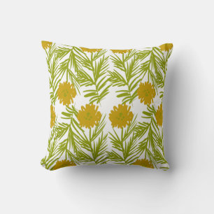 Garden Yellow Abstract Florals Hand Drawn Cushion