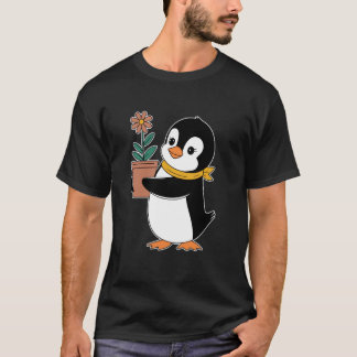 Gardending Gardener Penguin With Flower Pot T-Shirt