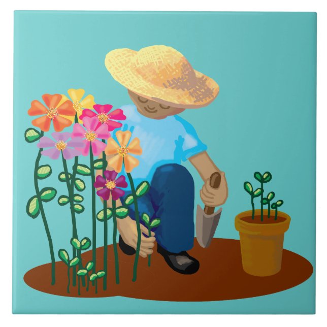 Gardener and flowers tile (Front)