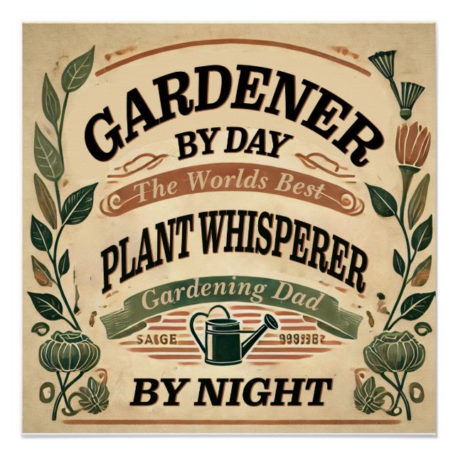 Gardener by Day Customizable Glossy Poster (Front)