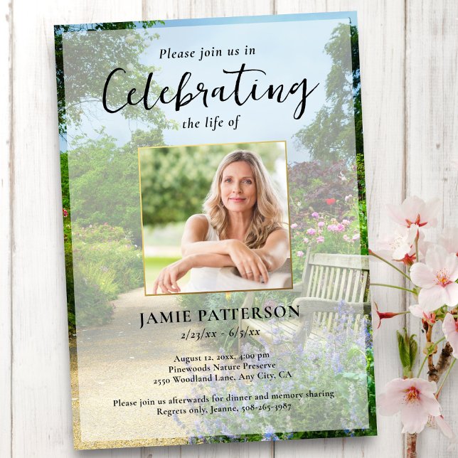 Gardener, Celebration of Life Custom Photo Funeral Invitation (Creator Uploaded)