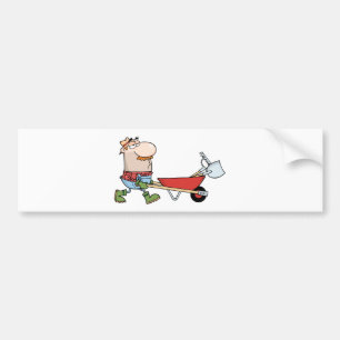 Gardener Drives A Barrow With Tools Bumper Sticker