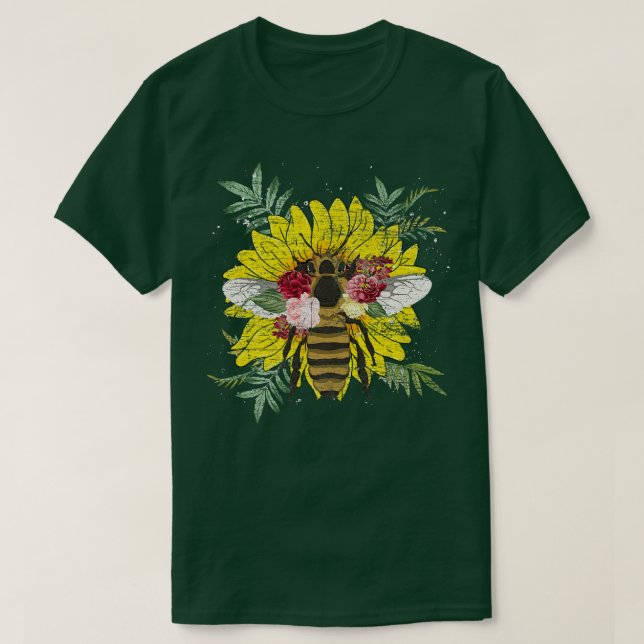 Gardener Flower Insect Botanical Garden Floral Bee T-Shirt (Design Front)