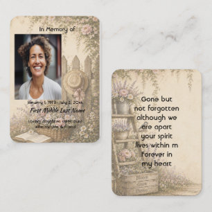 Gardener Garden Memorial Prayer Photo Keepsake Business Card