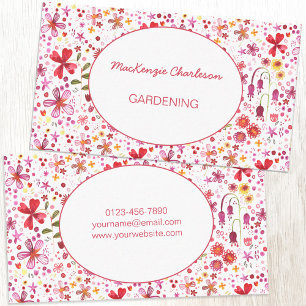 Gardener Hand Painted Modern Watercolor Flower Business Card