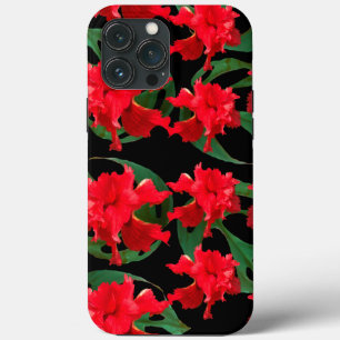 Gardener Hibiscus Monstera Pattern Black  iPhone 13 Pro Max Case