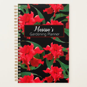 Gardener Hibiscus Monstera Pattern Black Red Planner