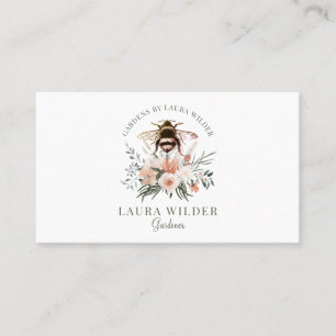 Gardener Honey Bee Blush Peach Pink Floral Busine Business Card