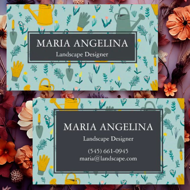 Gardener Landscaping Gardening Modern Cool Business Card (Sweet custom business card with a gardening design)