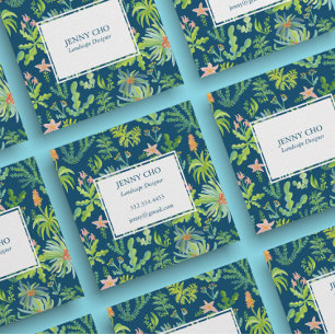 Gardener Landscaping Gardening Plants Modern Cool Square Business Card