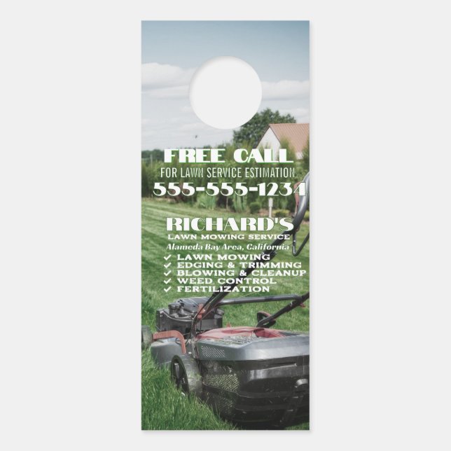 Gardener Lawn Care and Maintenance Door Hanger (Front)