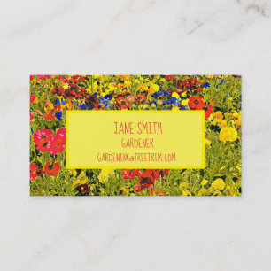 Gardener modern colorful poppies wildflowers business card