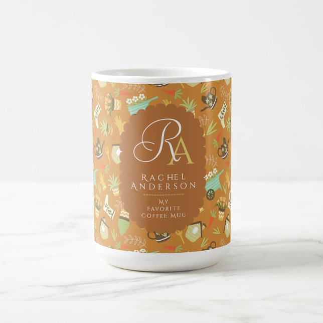 Gardener Monogram Clay Brown Coffee Mug (Center)