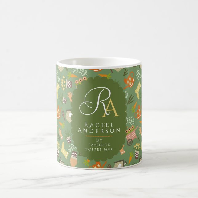 Gardener Monogram Green Coffee Mug (Center)