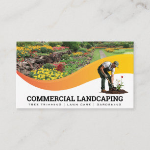 Gardener Planting Flowers Landscaping Business Card