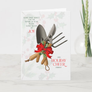 Gardener Sage Advice for Joy and Cheer with Name Holiday Card