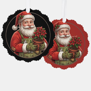 Gardener Santa Poinsettia Christmas Ornament