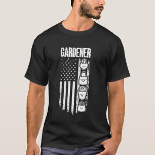 Gardener US Flag Landscaper Hobby Gardener T-Shirt