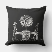 Gardeners and tree Monogram Outdoor Pillow 2