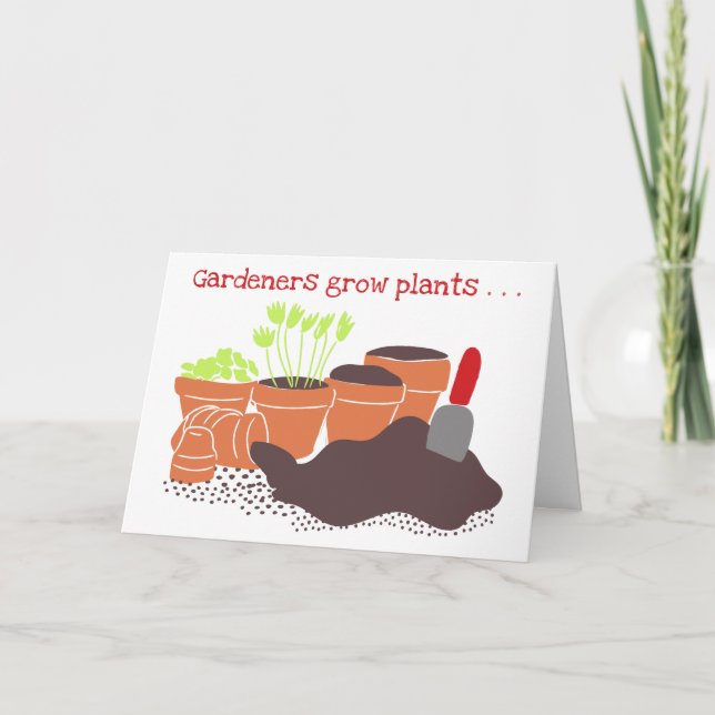 Gardeners Cusom Message Flower Pots Birthday Card (Front)