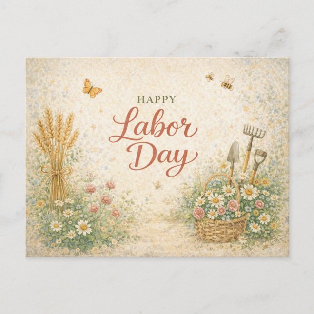 Gardeners Floral Tools Happy Labor Day Holiday Postcard (Front)