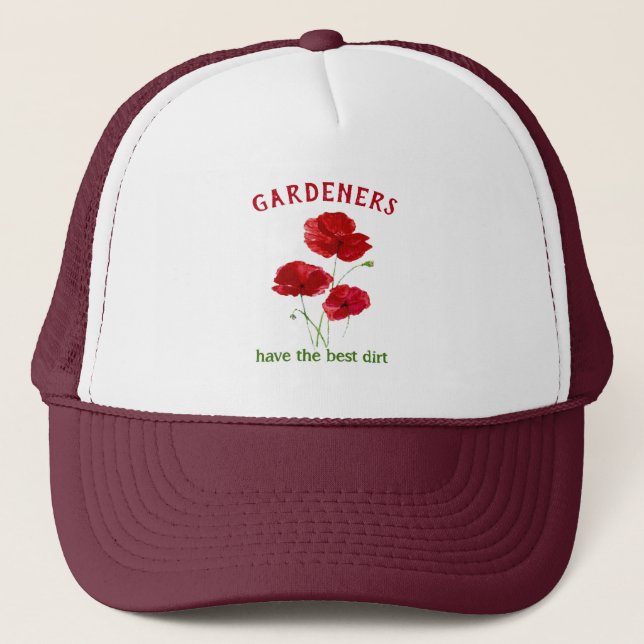 Gardeners have Best Dirt Watercolor Poppy Flower Trucker Hat (Front)